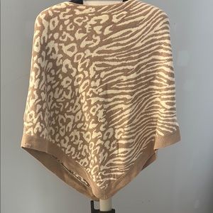 Barefoot Dreams Tan and White Shrug Poncho